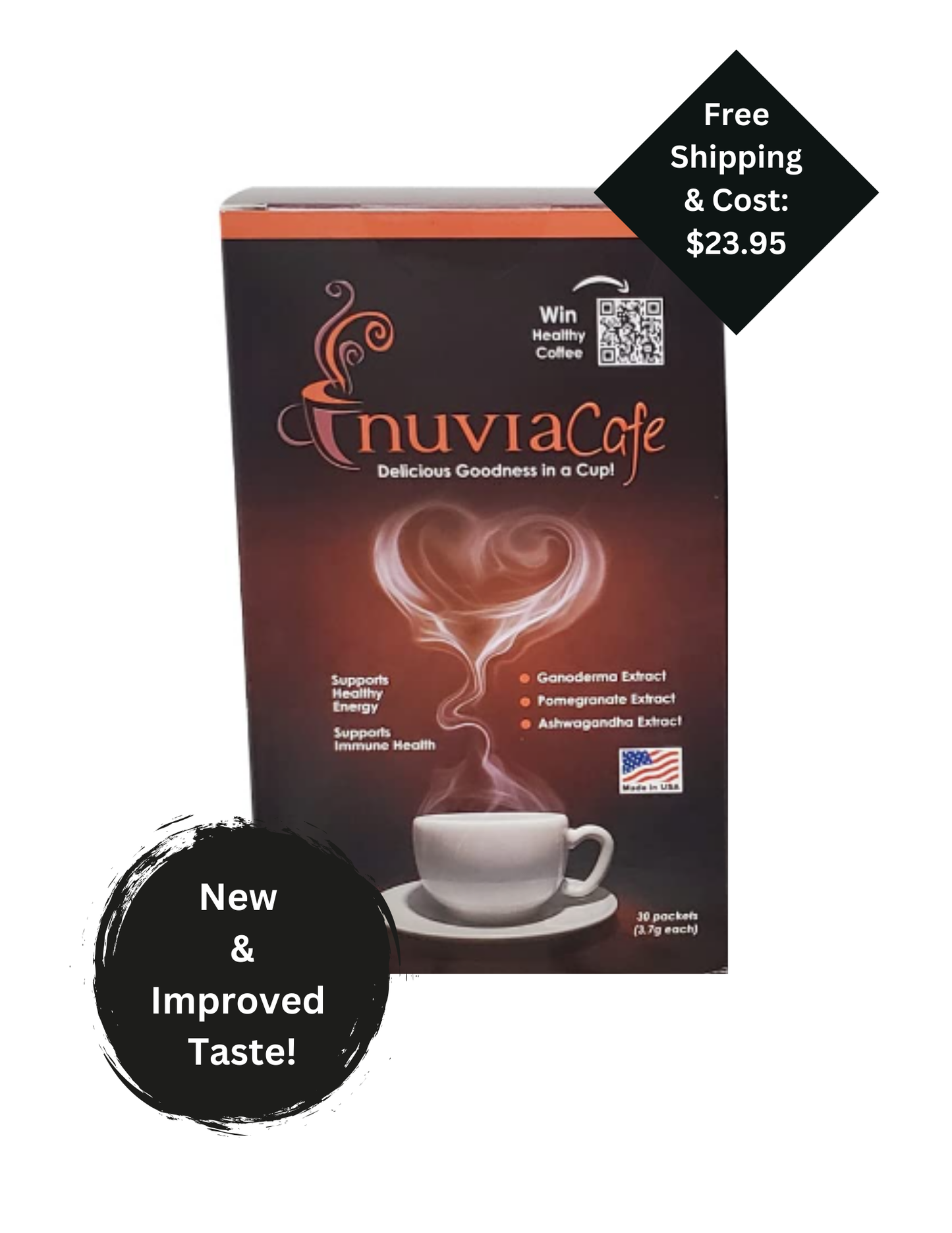 Nuvia Healthy Gourmet Instant Coffee w/ Organic Ganoderma