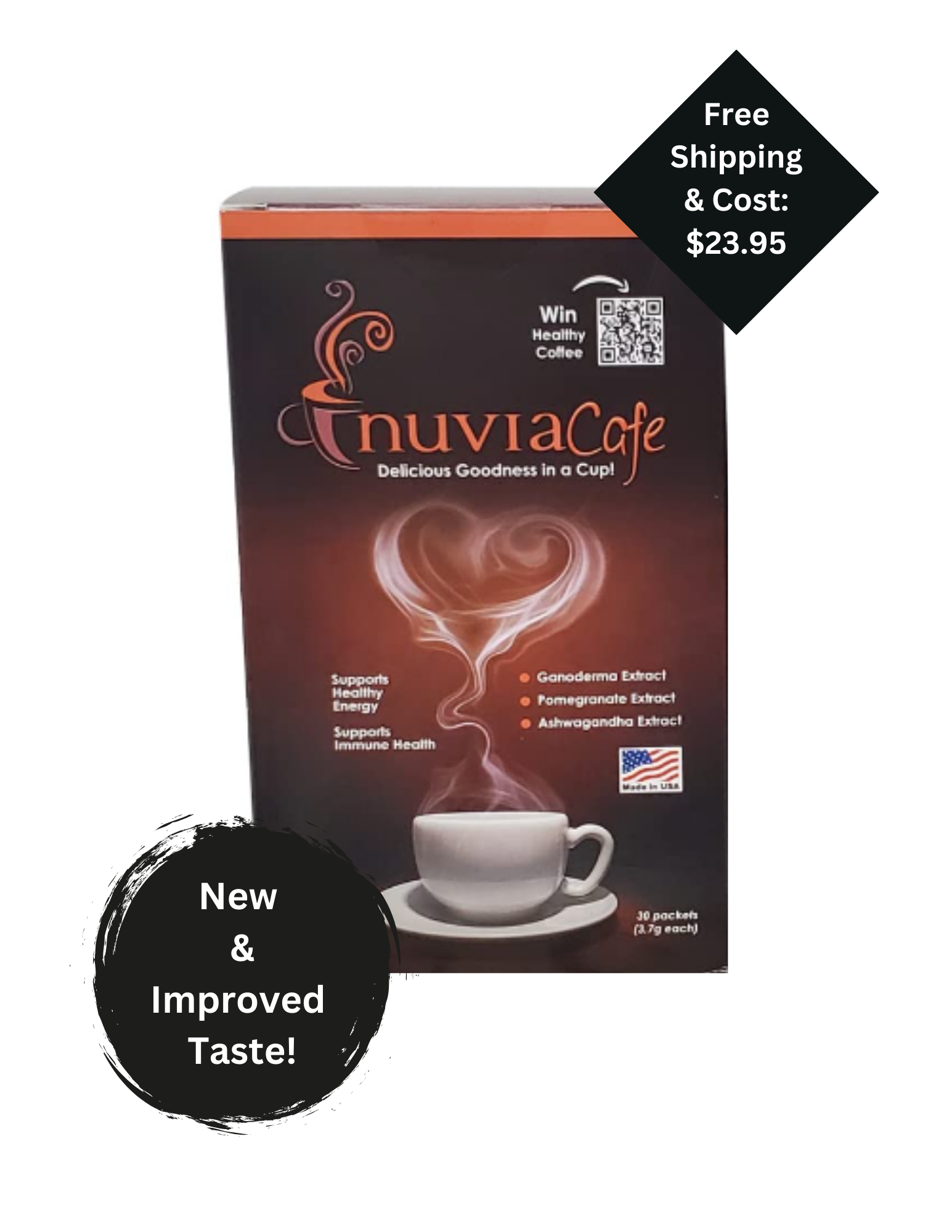 Nuvia Healthy Gourmet Instant Coffee w/ Organic Ganoderma